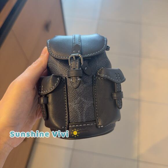 NWT Coach Mini Warner Backpack Bag Charm Gunmetal/Denim/Midnight Navy CBK66 - Picture 1 of 6